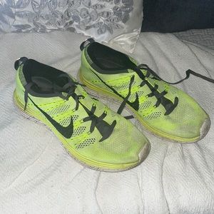 Nike highlighter yellow tennis shoes flyknit